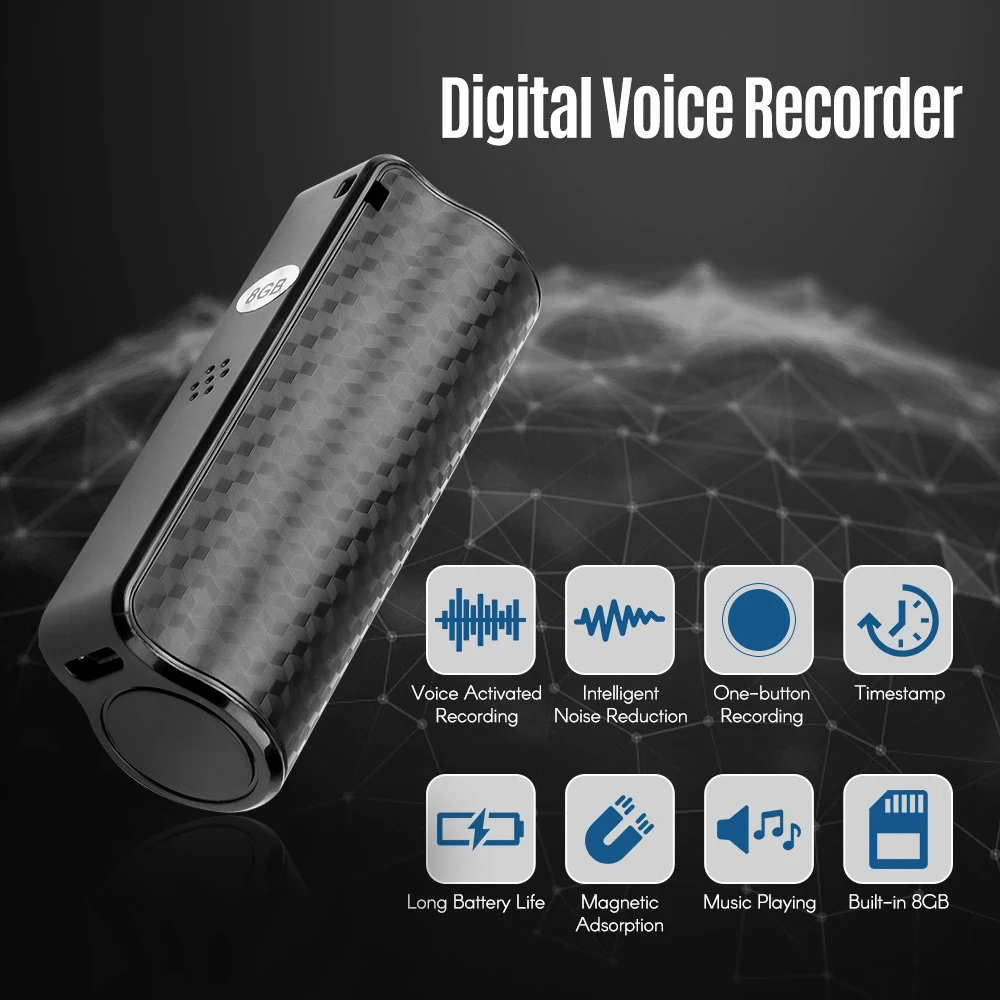 Mini Professional Voice Recorder Digital Audio Dictaphone Waterproof Magnetic Long Standby Time Recording Pen Noise Reduction