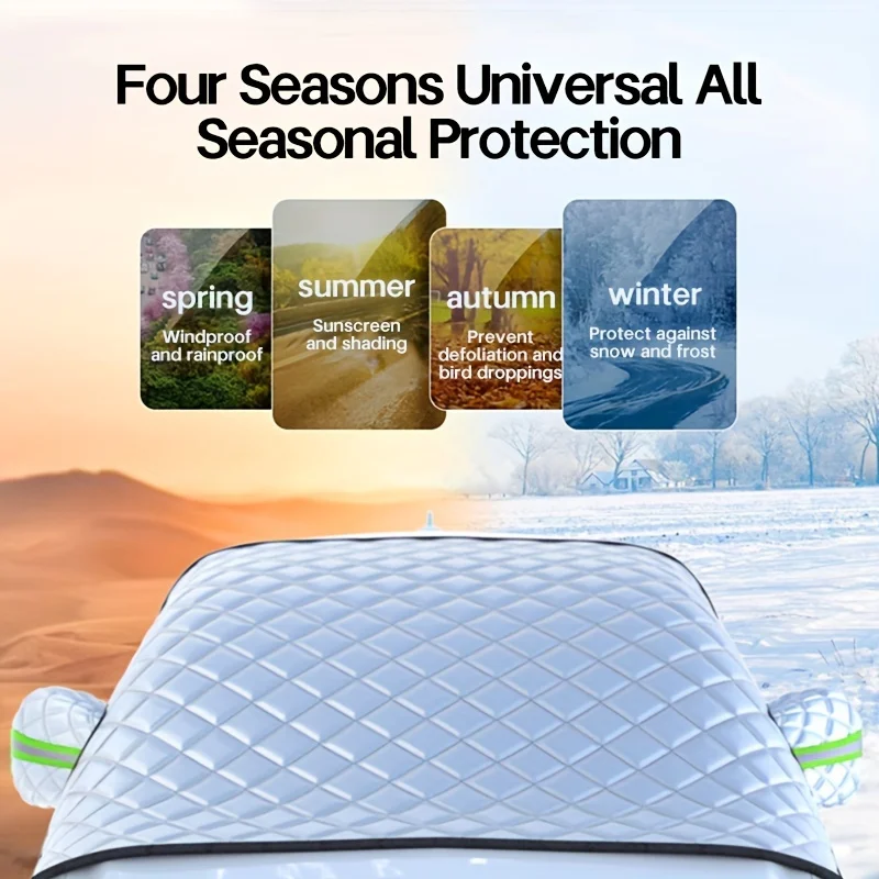 

1Pc Car Windproof Sunshade Cover Against Snow Ice UV And Frost Windshield Snow Cover For SUVs Includes Wiper Mirror Protectors