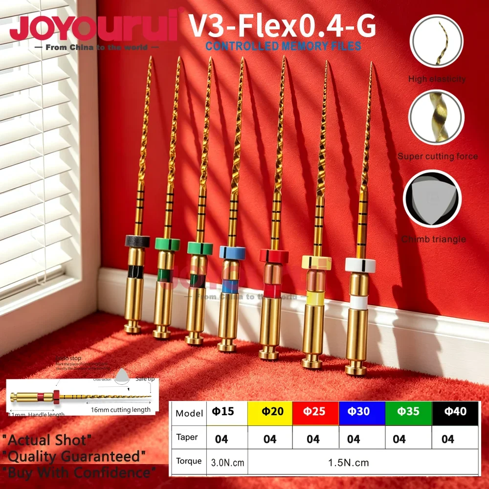 Dental Endodontic File Heat Activated Golden NiTi Rotary Files 04/06 Taper Flexible Root Canal Treatment Engine Use Dentist Tool