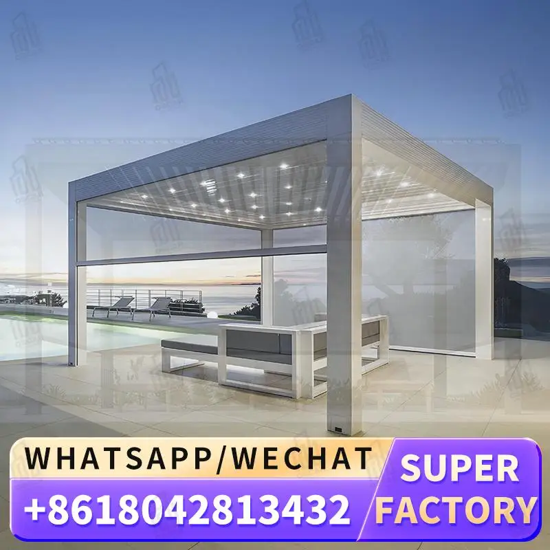 

Outdoor Customized Modern Motorized Aluminum Louver Gazebo for Gardens Patios and Backyards Louver Pergola