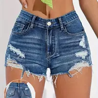 2025 Summer High Waist Light Wash Jean Shorts Women | Vintage Y2K Booty Lifting Shorts High Street Distressed Raw Edge Hot Pants 5