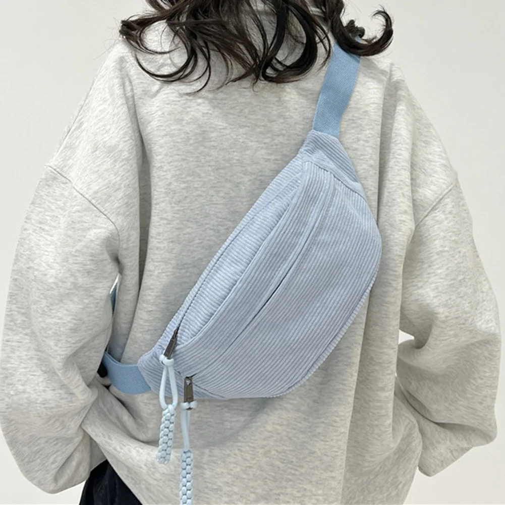

Corduroy Chest Bag for Women Banana Shoulder Bag Winter Cross Body Hobo Dumpling Waist Bag Fanny Pack Handbags Purse Women's Bag