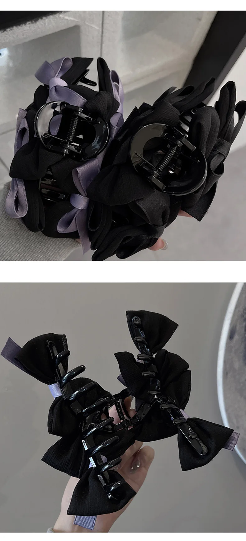 Girl's New Claw Clips Korean Version Sweet Style French Style Bow Hair Clips Women's Claw Clips Large Shark Clip Kawaii Headwear