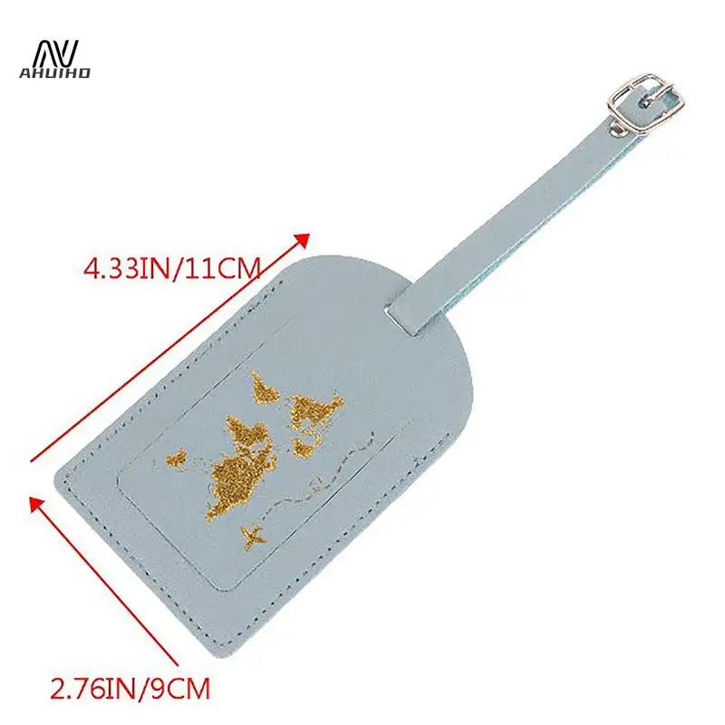 Women Men PU Leather Map Luggage Tag Suitcase Identifier Label Baggage Boarding Bag Tag Name ID Address Holder Travel Accessorie