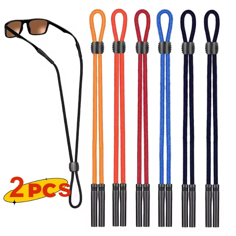 Verstellbares, rutschfestes Brillenband, universeller Brillenhalter aus PP-Faser für Sport, Sonnenbrillenbänder, Schutzband (2 Stück)