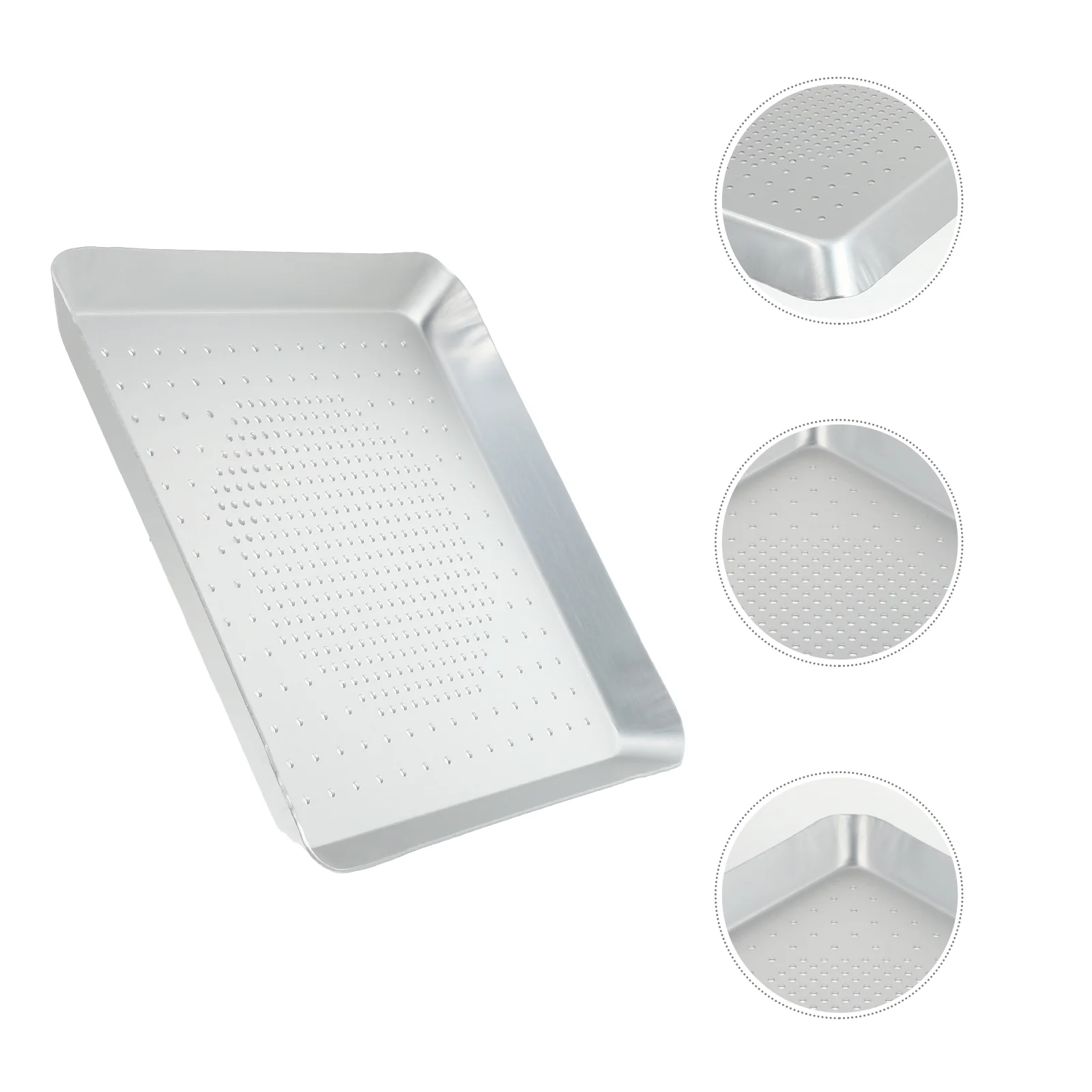 

Aluminum Alloy Perforated Pizza Baking Pan Square Tray Round Holes Strong Anti Oxidation Easy Demoulding Thermal