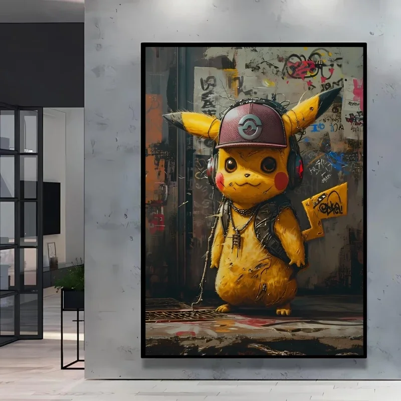 1pcClassic Anime Canvas Paintings Pokemon Posters Living Room Kid Action Figures Children's Bedroom Decor Picture Prints