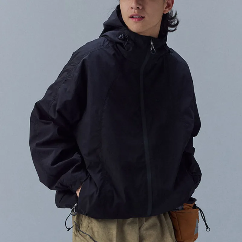 HKSH Frühling Herbst Neue Frauen Jacke Mit Kapuze Zipper Einfarbig Taschen Leichte Outdoor Sportliche Wasserdichte Unisex Mäntel HK13598