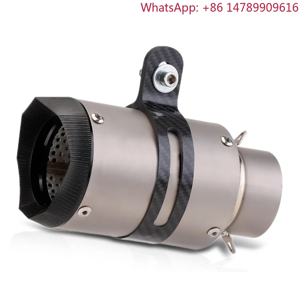 67Universal 51mm Motorcycle Exhaust Muffler, Carbon Fiber Slip-On With Mid-Link Pipe And DB Killer For Sport Bike, Scooter ModM