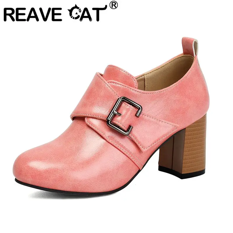 

Туфли-лодочки REAVE CAT зеленые женские с круглым носком, на массивном каблуке 7 см, на липучке, большие размеры 47, 48, 49, 50, повседневные, для офиса, женская обувь