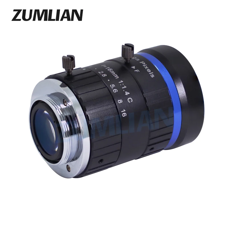 ZUMLIAN 10MP lens 16mm C-Mount camera F1.4 FA Low Distortion 1'' Manual Iris Machine Vision CCTV Video Surveillance Cameras
