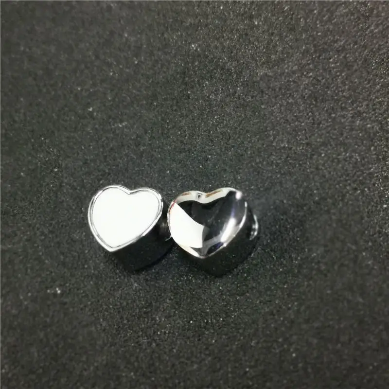 

stainless steel sublimation blank heart photo bead charms hot transfer printing consumables 10pieces/lot