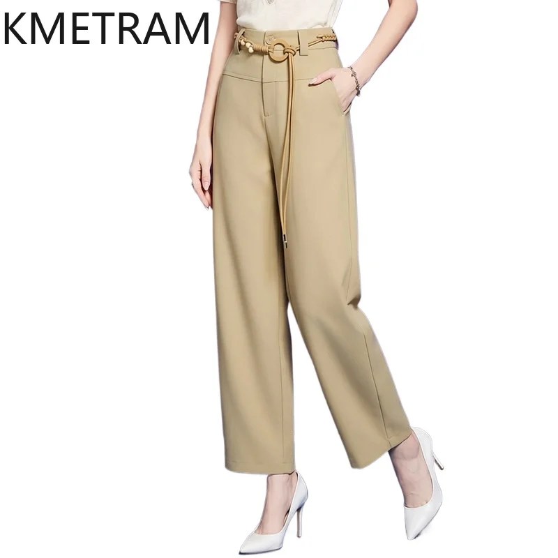 

KMETRAM Casual Summer Pants for Woman High Waist Wide Leg Pants Office Trousers with Belt New in Women Clothing 2026 ropa mujer