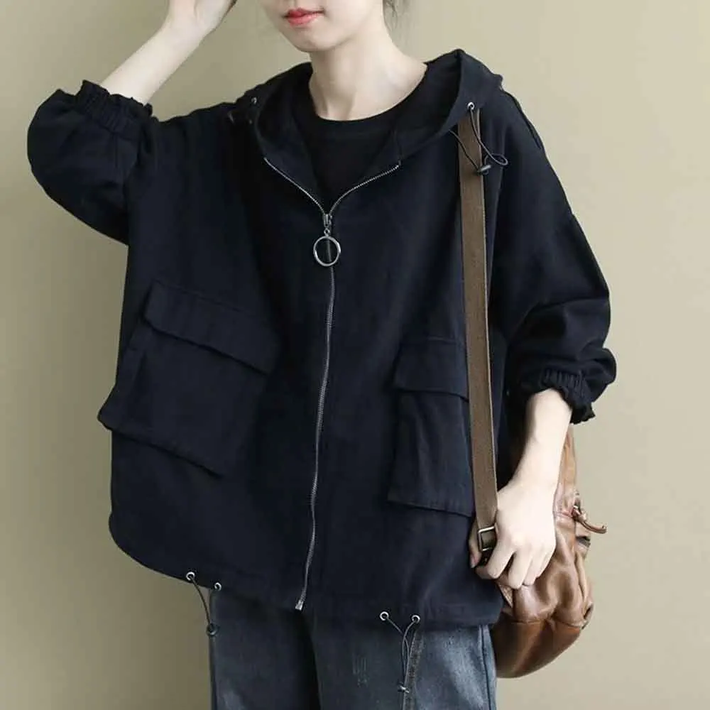 

XS-5XL Winter Male Solid Color Hooded Long-Sleeved Jacket American Retro Fashion Trendy High Street Loose Casual Niche Men's Top