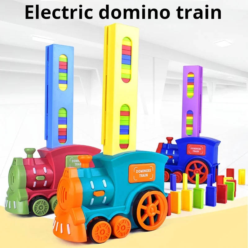 Elektrische Domino Kleine Trein Geluid En Licht Domino Auto Roller Ball Glijbaan Bouwstenen Set Educatief Speelgoed Voor Kinderen