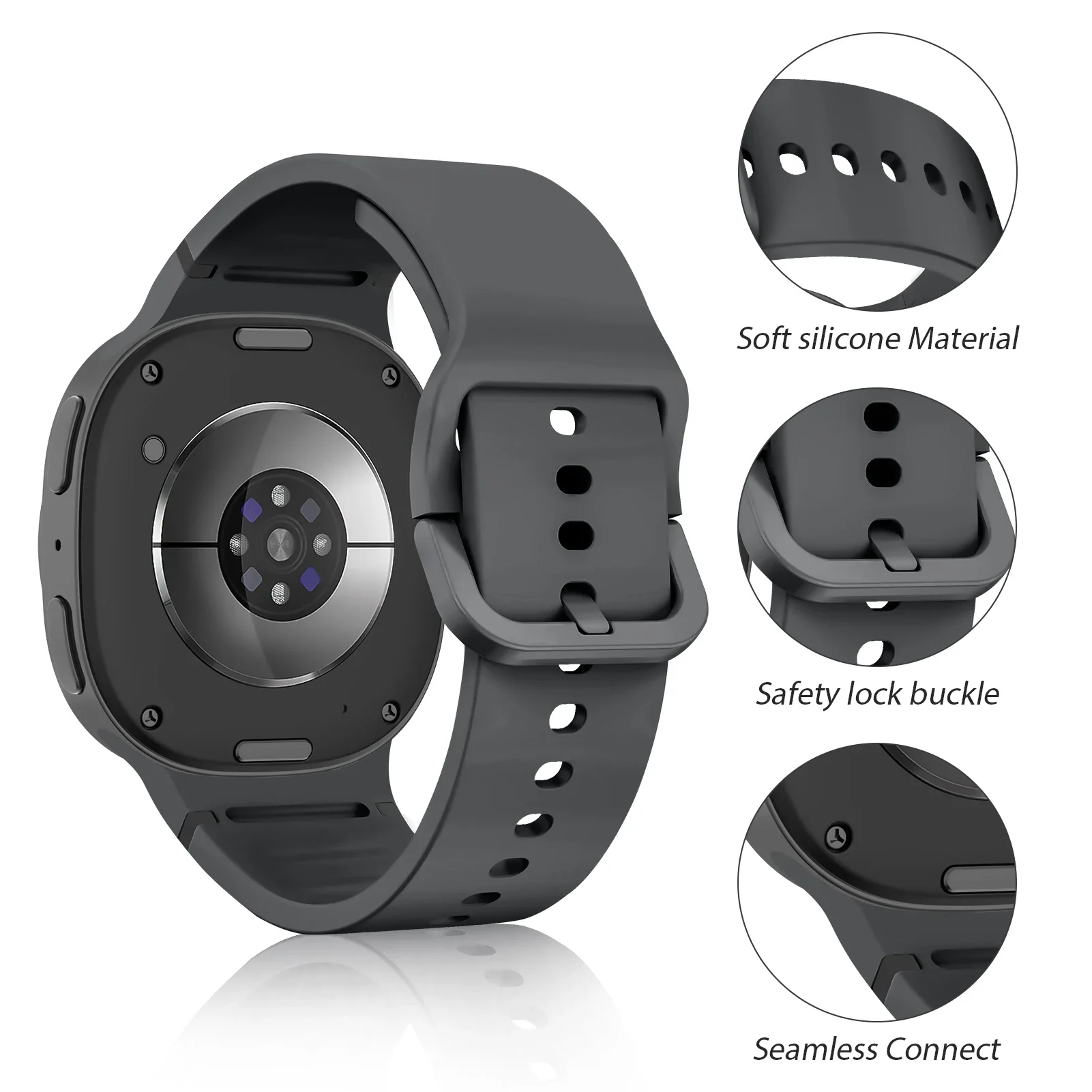 Official Silicone Watchband For Samsung Galaxy Watch 8 40mm 44mm 1:1 Sports Bracelet Wristband Galaxy Watch 8 Classic 46mm Belt