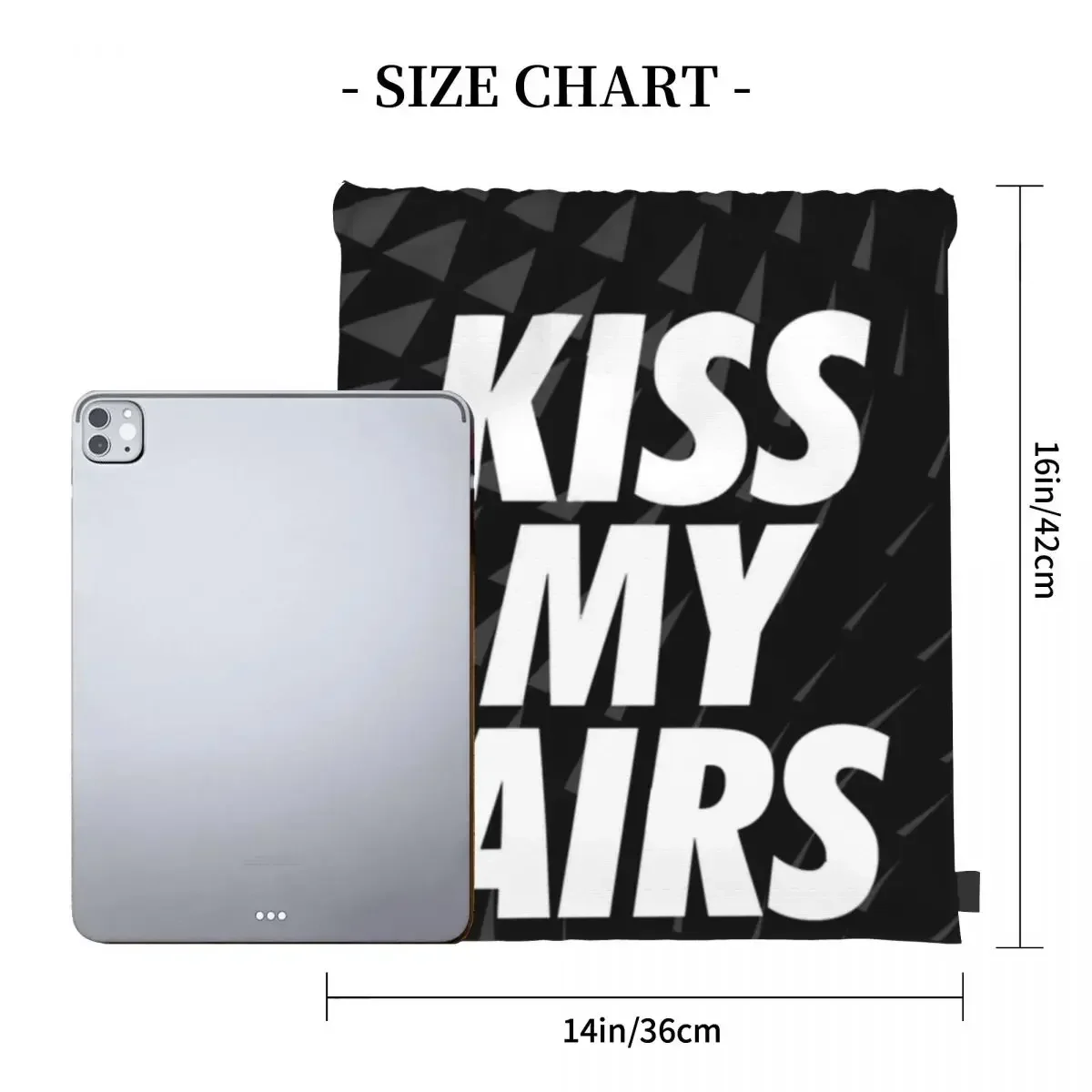 Kiss My Airs Sneaker Head Black Backpacks Drawstring Bags Drawstring Bundle Pocket Storage BookBag For Man Woman Students