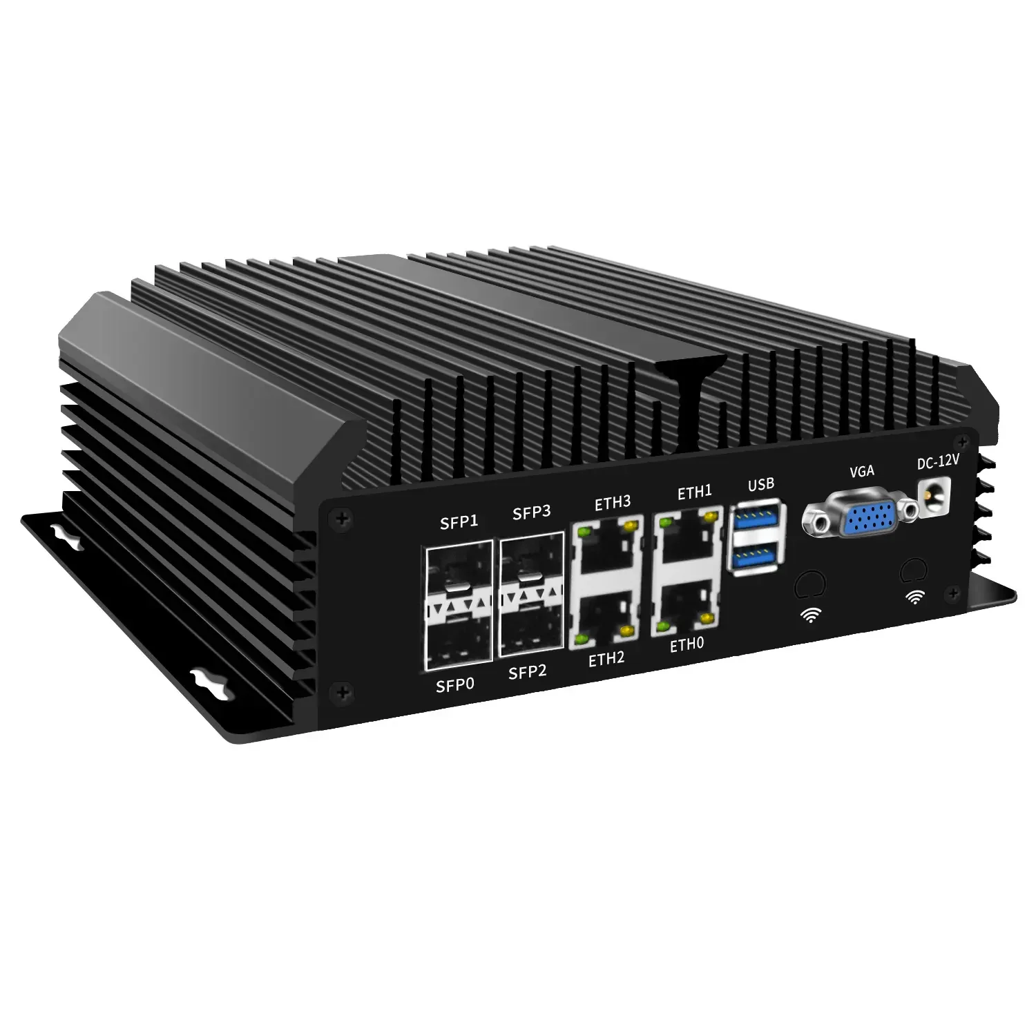 Микро-брандмауэр 4x10G SFP+ 4xi226-V 2.5G LAN Intel Atom C3758 8-ядерный домашний сервер Мягкий маршрутизатор Мини-ПК GPIO 6 *COM AES-NI