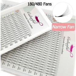 180/480 Fans Pre Made Lash Narrow Fan Thin Pointy Base Premade Volume Lash Extension Large Tray Cashmere Volume Tray Promade Fan