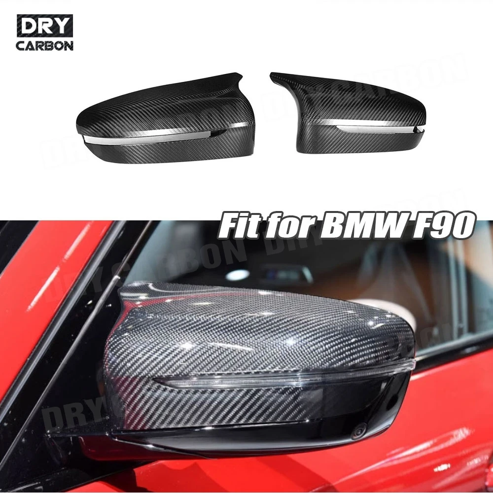 Dry Carbon Fiber Car Door Side Rearview Mirror Caps For BMW M5 F90 M8 F91 F92 F93 2018-2023 LHD Mirror Cover Cap 1 Pair  Trims