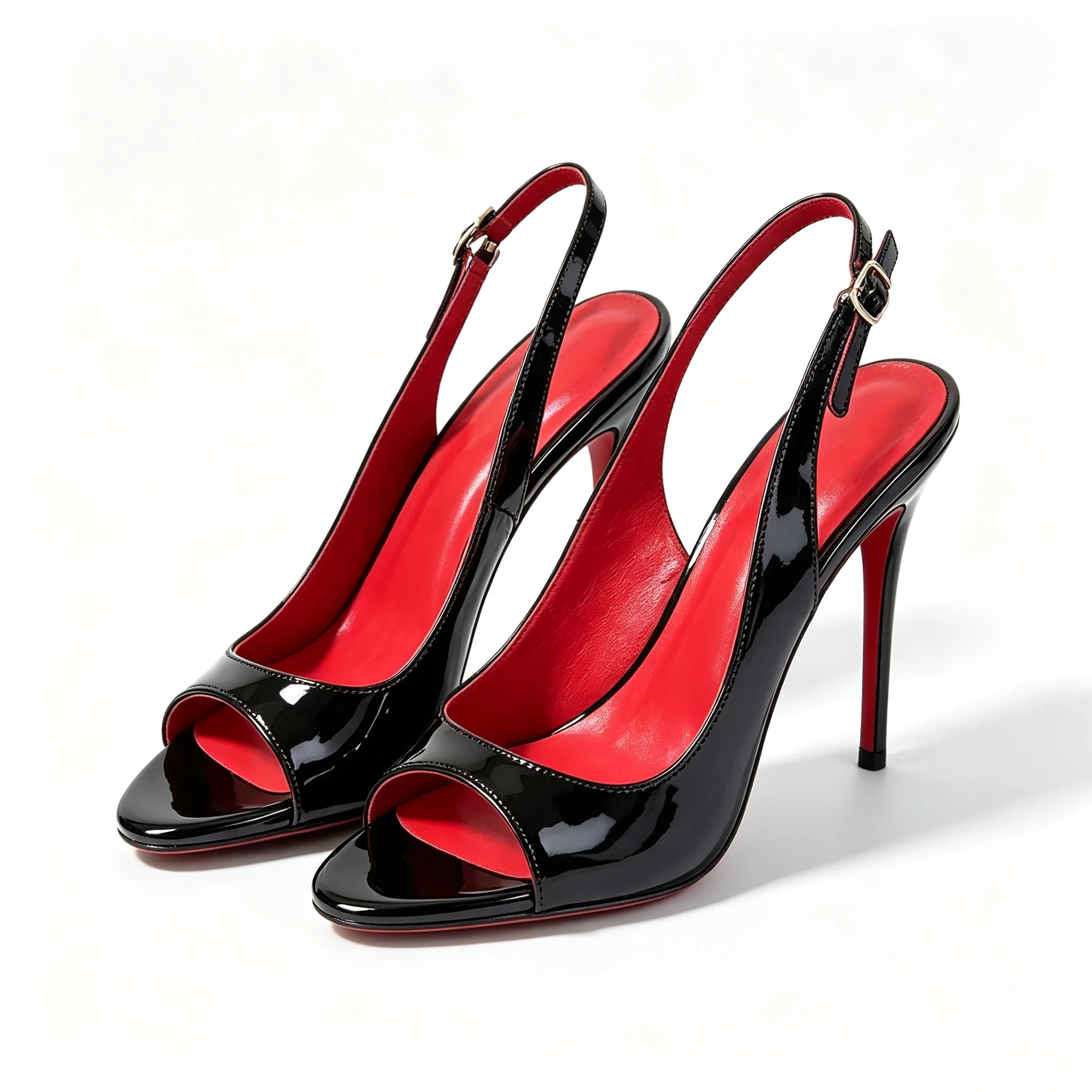 Sexy Damen High-Heel-Sandalen 13cm Stiletto Peep-Toe Slingback Lackleder Pumps Abendparty-Schuhe