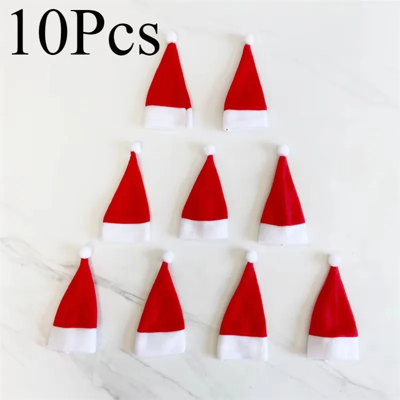 10-60pcs Merry Christmas Decorations  Christmas Tableware Bag Holder Christmas Hat Fork Knife Cutlery Bag Decor for Home