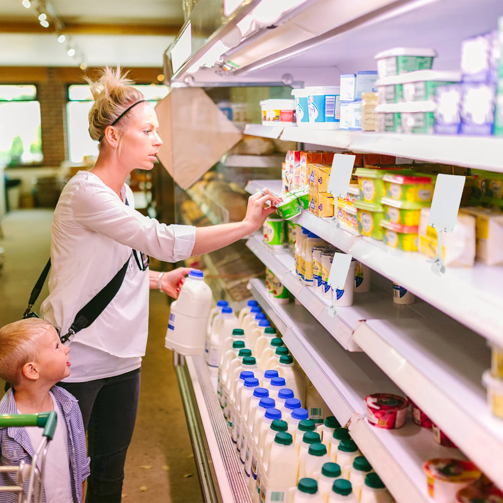 Preisschild, Poster, Markt mit Klemmen, Etiketten, Clips, Obstgeschäft, Tafel, Displayhalter, löschbar
