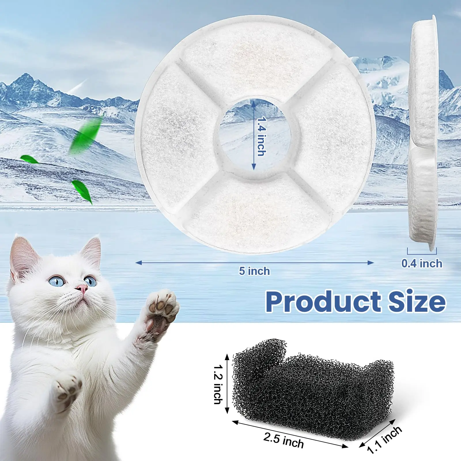 4/8/12 Stück Ersatz-Aktivkohlefilter-Set für Katzen-Trinkbrunnen, Ersatzfilter für Blumen-, Haustier- und Rundbrunnen – Detail 3
