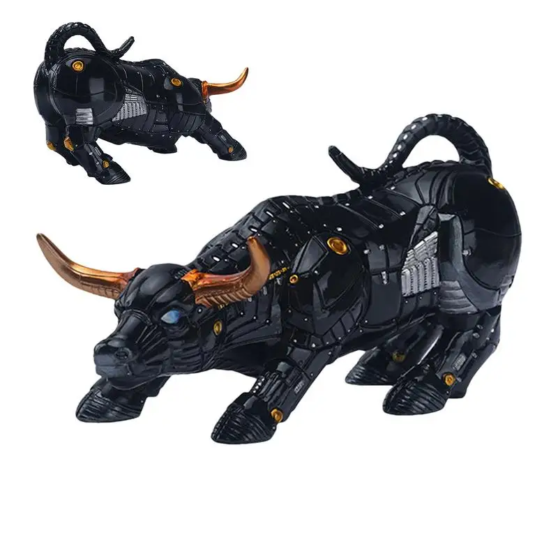 

Mechanical Bull Decor Wall Street Resin Home Decoration Black Figurine Feng Shui Statue Portable Figurines Desk Sculpture