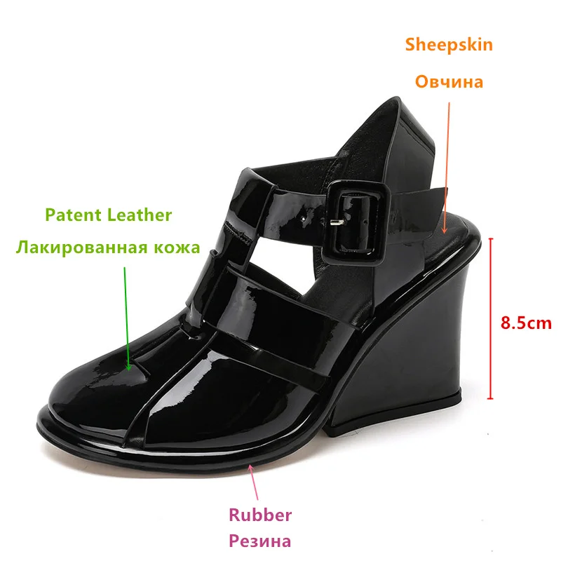 Aucegi Fashion Rome Style Gladiator Sandals Women Party 2024 Summer Wedges High Heels Round Toe Buckle Strap Banquet Shoes