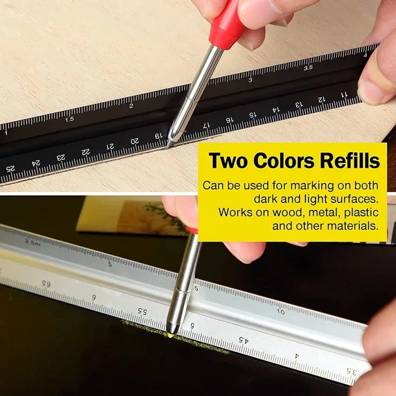 Woodworking Automatic Pencil Built-in Sharpener for Deep Hole Mechanical Pencil Marking Woodworking Tool Yellow and black