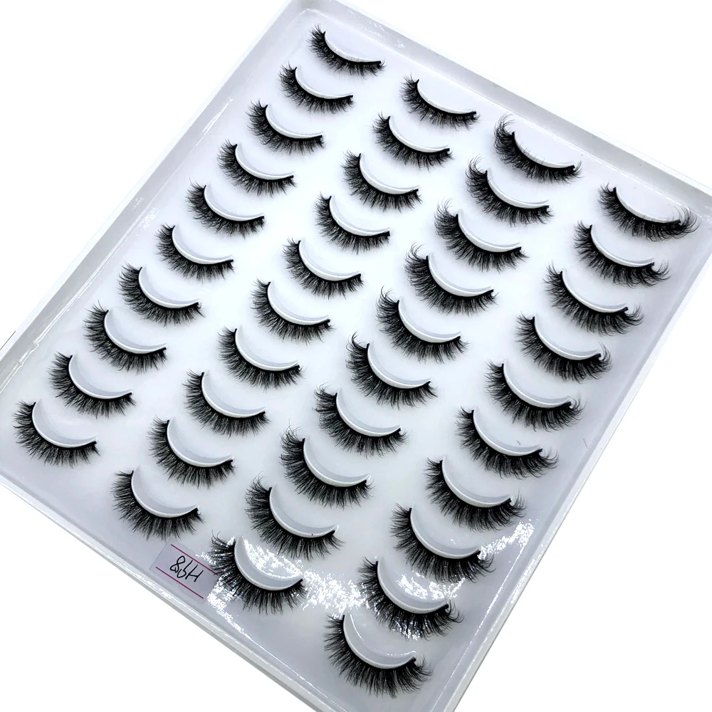Neue 20 Paar flauschige Faux-Nerzwimpern, natürliche lange falsche Wimpernverlängerung, handgefertigtes Volumen, 3D-Wimpern, Make-up, Faux Cils Cilios