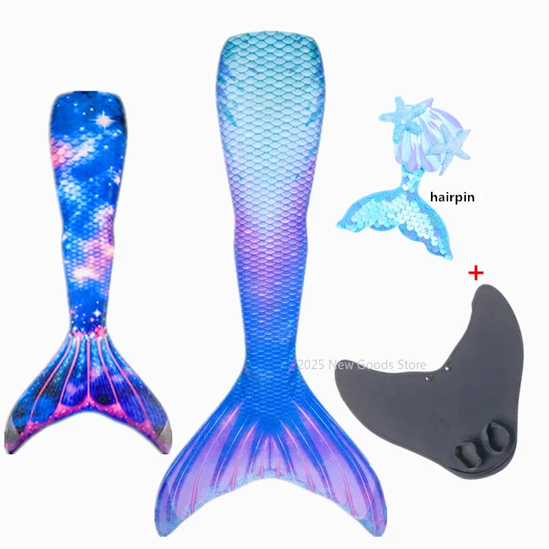 

2025 Girls Little Mermaid Tails Can Add Monofin Swimming Tail For Kids Adults Summer Dress Swimmable Suit Mermaid Costume