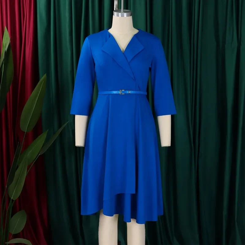 2026 Elegant Church Dresses for Women 3/4 Sleeve A Line With Waist Belt  Classy Modest African Female Gowns Office Ladies Event - AliExpress  200000345