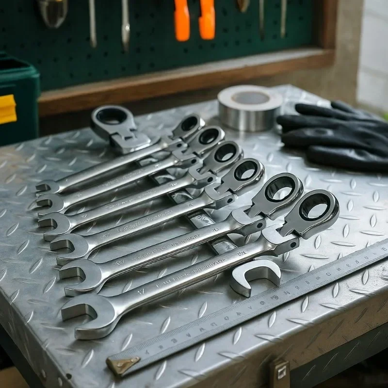 1-Piece Ratchet Wrench of Keys Spanner Hand Tool 72-Tooth Ratcheting Flexible Head Mirror Finish