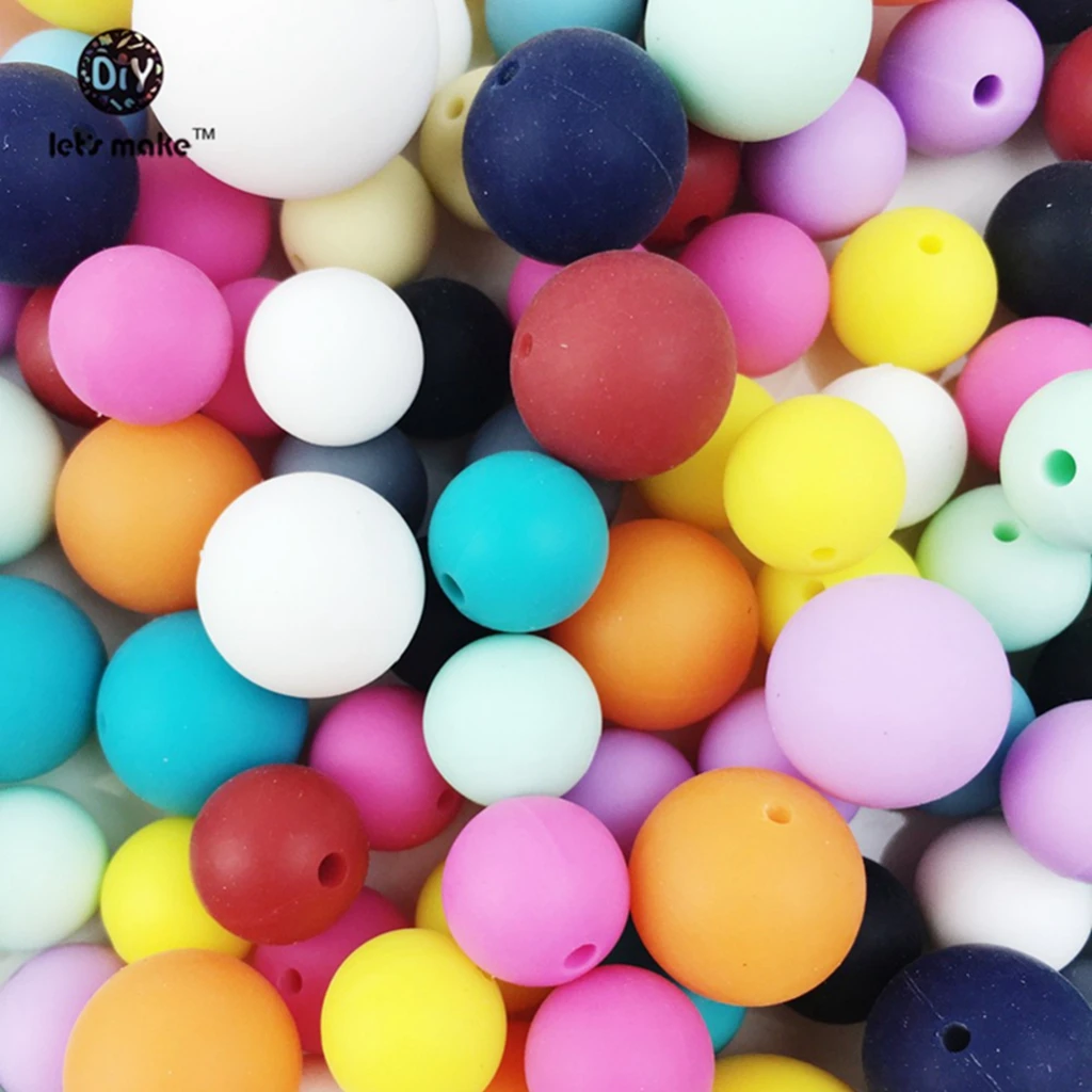 

100PCS 12mm/20mm Baby Teething Food Grade Silicone Bead Chewable Products Diy Necklace Pendant Beads BPA Free Baby Teether