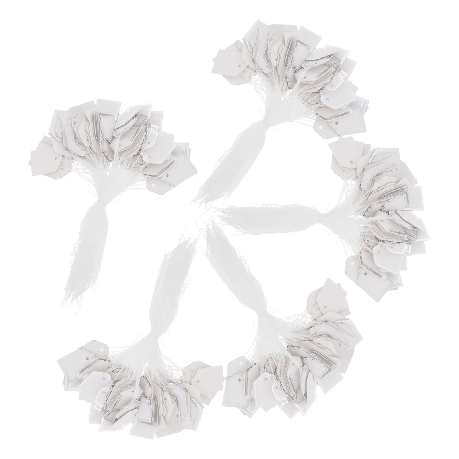 

500Pcs Elegant Fan Shape Price Labels Small Cardboard Tags with String for Bracelet Necklace Ornament Clothing Size Present