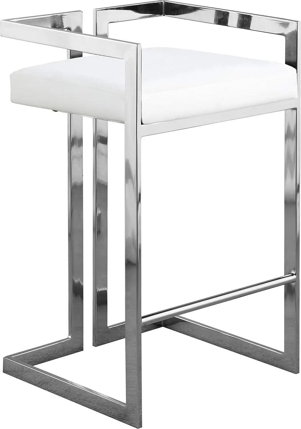 Ezra 27"" H Vegan Leather Counter Stool In White (Set Of 2)