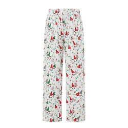 Women's Christmas Lounge Pants Snowflake Santa Gnome Print Loose Comfy Casual Wide-Leg Pants Pajama Pants Sleep Trousers