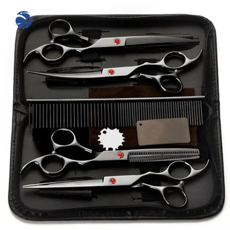 

4Pcs/Set Professional Salon Barber Scissors Hairdressing Shears Haircut Tool Kit With Comb for Pet Grooming Hair Styling 7.0"