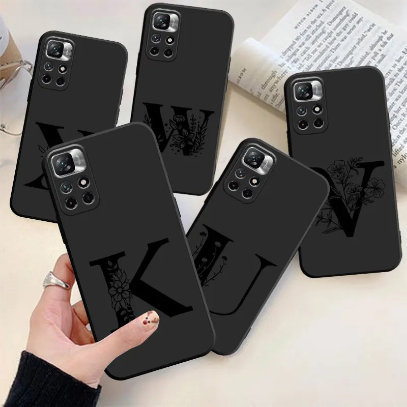 Letter K U V W X Y Z Phone Case For Redmi Note 12  11 10 9 Pro 5G Pro  PlusFundas Cover Coque Silicone