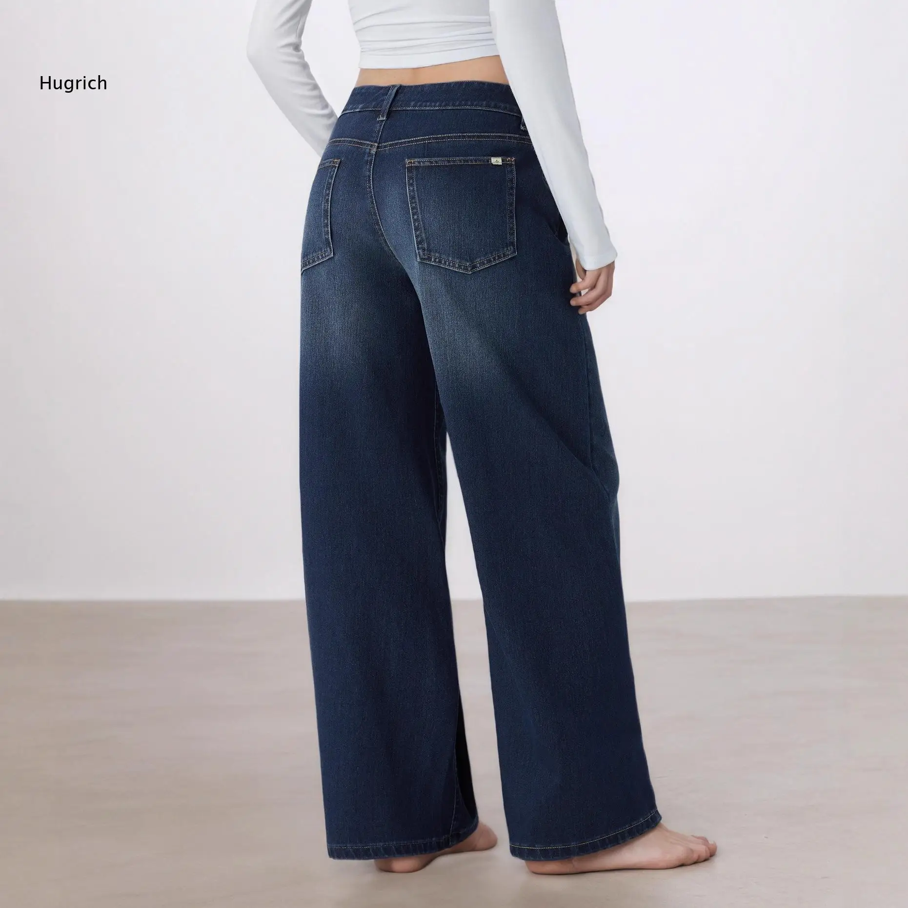 High Waist Light Blue Denim Jeans for Women Wide Leg Cut Relaxed Fit Everyday Wear Solid Color Spring Fashion
