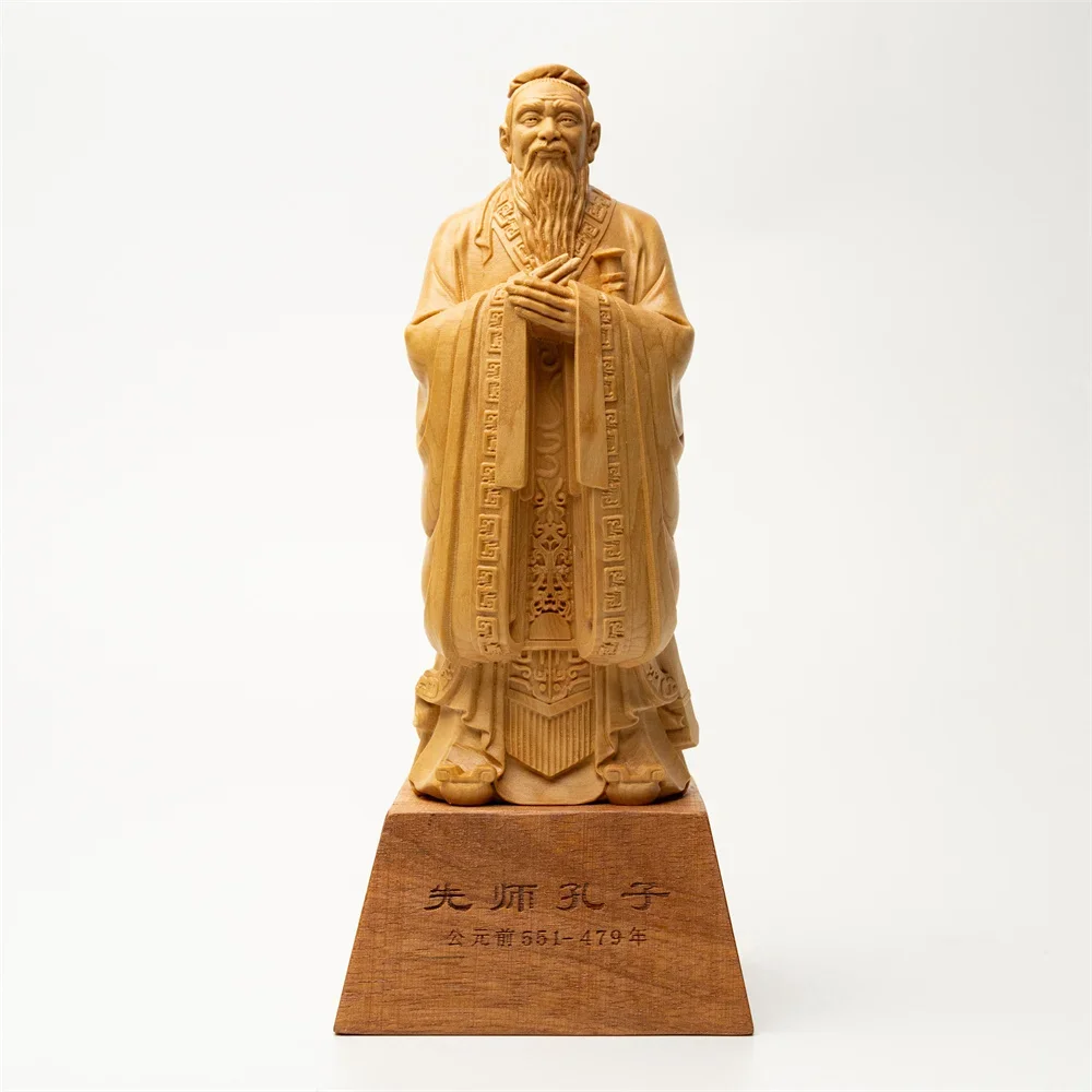 

Handcrafted Confucius Statue with Red Wood Base, A Beacon of Wisdom and Elegance for Your Home