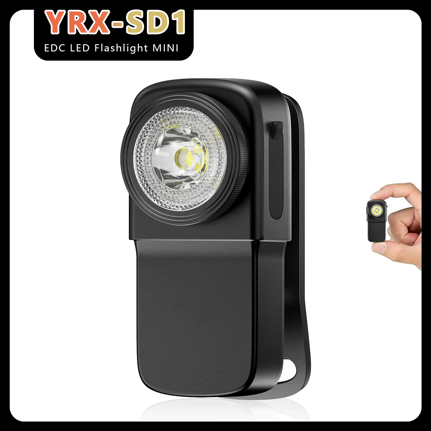 SD1 Type-C Rechargeable EDC Flashlight 400Lumens, Bulit-In Battery Clip-on Light LPX6 Waterproof with Magnetic Tail for Outdoor