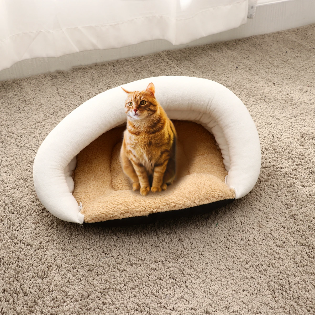 

Cute Winter Warm Pet Nest Bed For Cat Kitten Cozy Sleeping Pad Indoor Outdoor Floor Car Use Soft Comfortable Adorable Shape