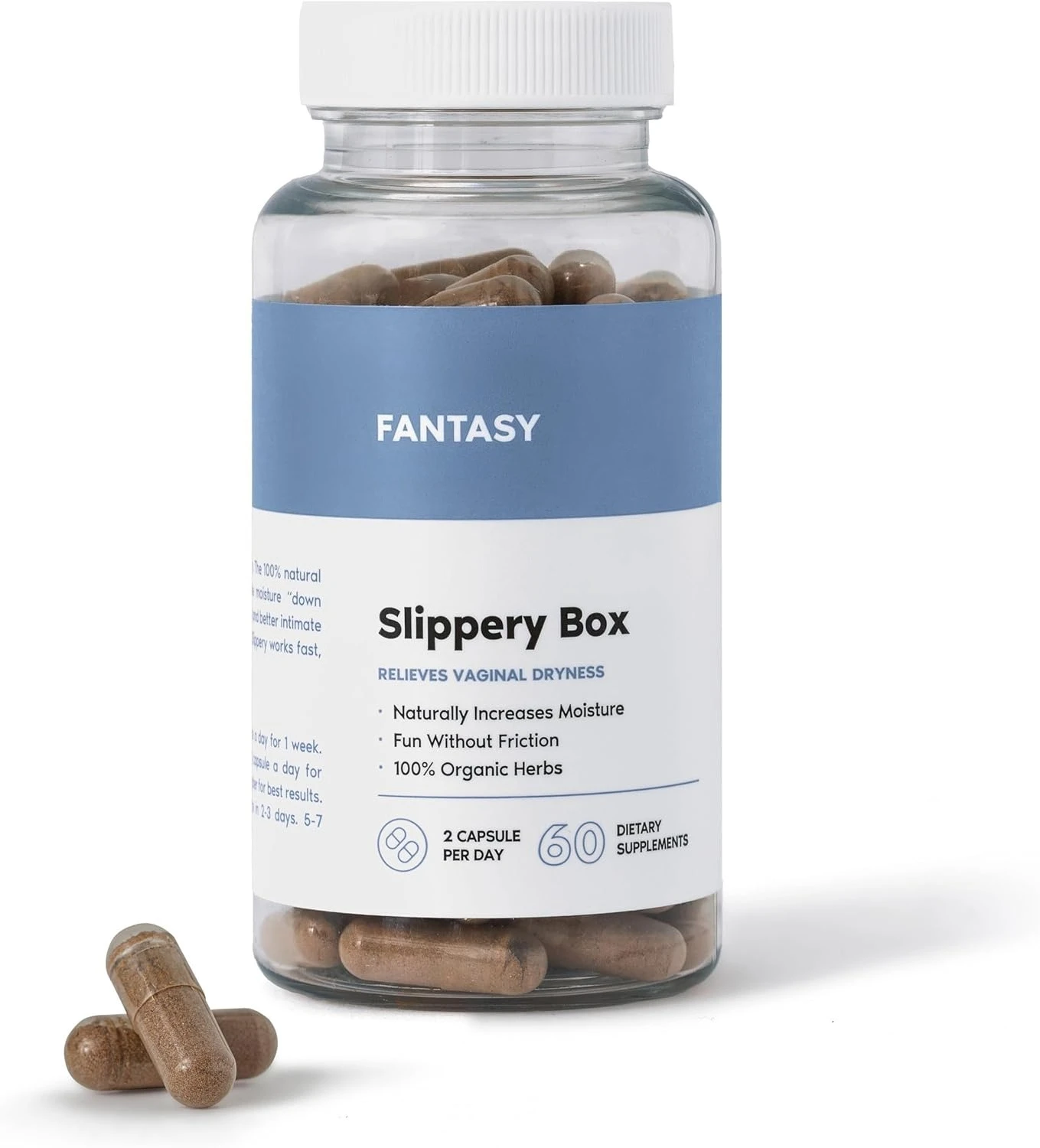 

Slippery Box | Fast-Acting Slippery Elm Capsules for Feminine Wellness & Intimate Moisture Support – 60 Vegan Capsules