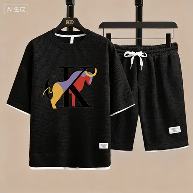 

Summer Men's Two-piece Set Casual T-shirt and Shorts Set Men's Sportswear Fashion Short-Sleeved Sport Set 2026