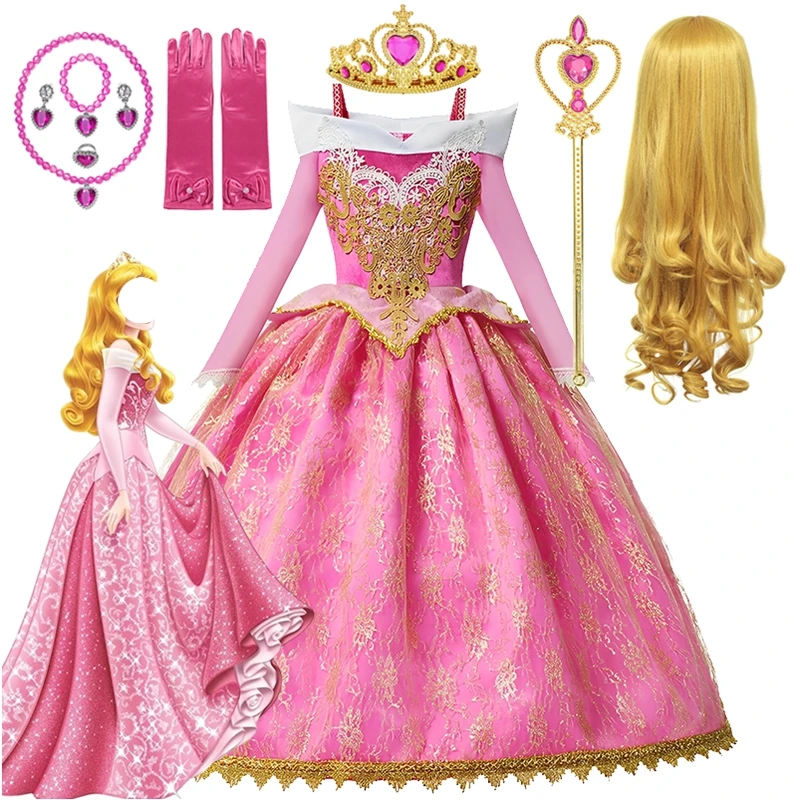 Girls Sleeping Beauty Aurora Cosplay Princess Dress Kids Halloween Easter Carnival Costume Children Party Clothing 3-10 Years