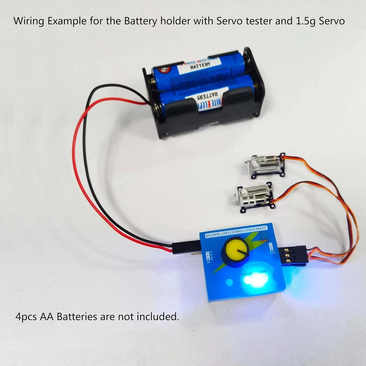 Servo Tester 3CH Digital ESC Speed Controller Checker CCPM Servo Consistency Master + 4 Cell AA Battery Holder Case for  Servo