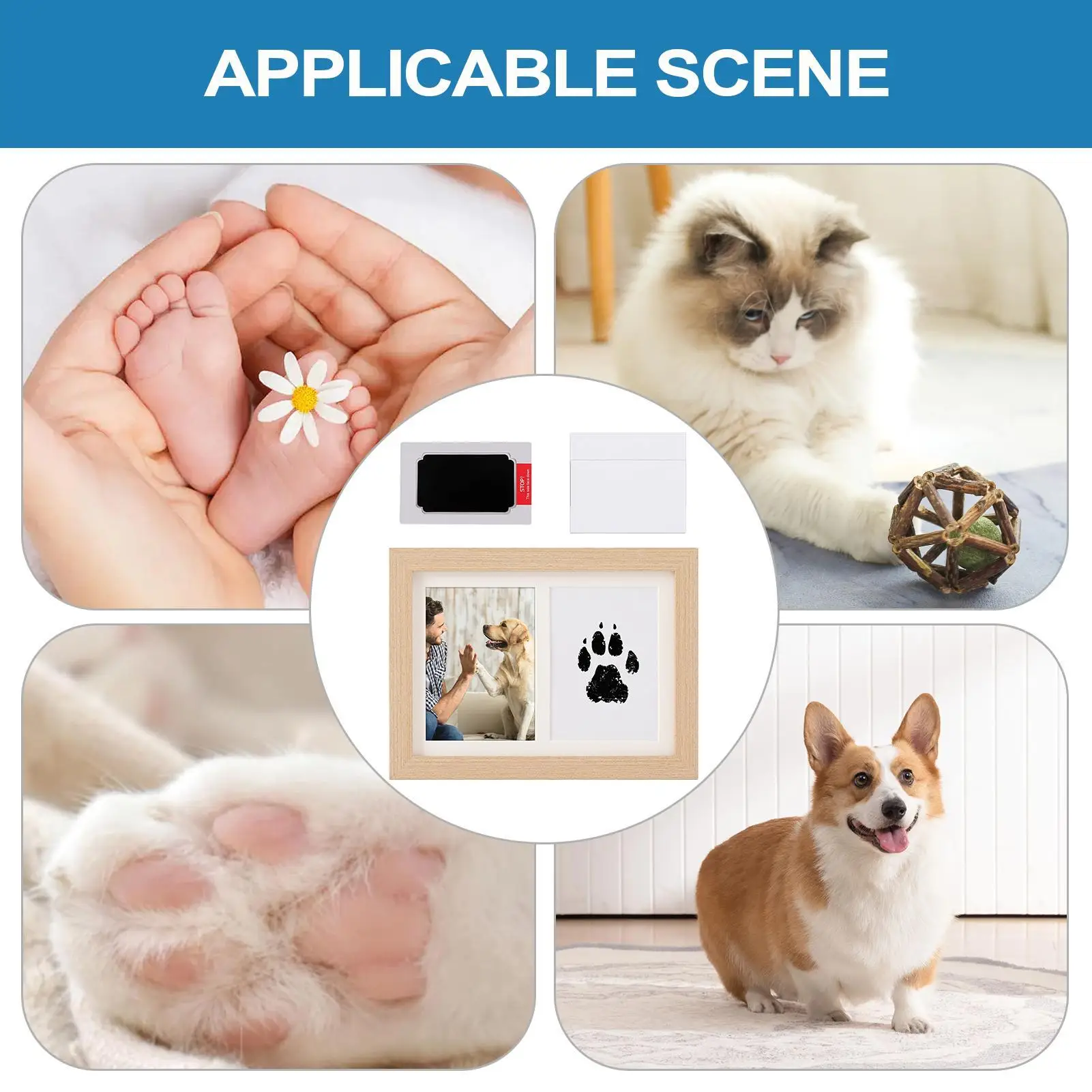 Kit de huella de pata para gatos, Kit de recuerdo de huella de mascota, recuerdo de huella de gatito para amantes de la decoración del hogar, estantería para entusiastas de la expresión